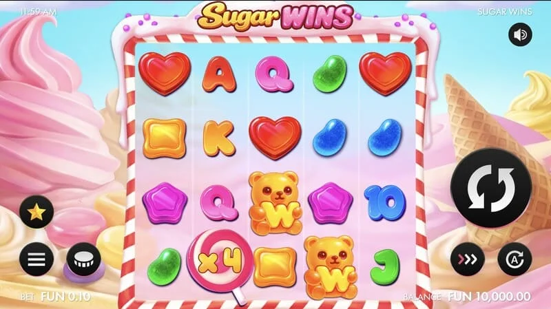Sugar Wins – mänguekraan 5x4 rullikutega