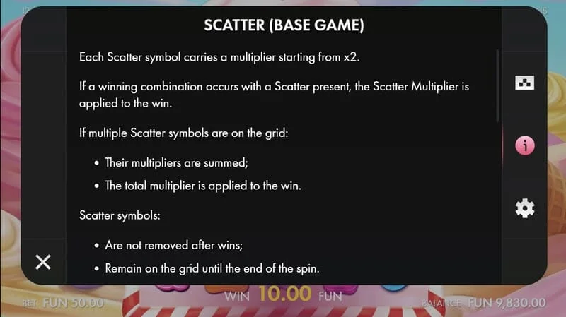 Sugar Wins – Scatter kordajaga